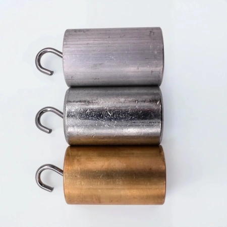 Набор тел равного объема (латунь, сталь, алюминий) цилиндры